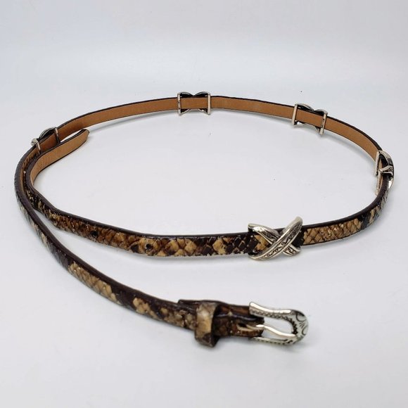 Brighton Super Skinny Snakeskin Cross Concho Belt S 28 - Picture 1 of 10